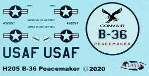 1:184 B-36 Peacemaker Bomber United States Air Force (USAF) with Swivel Stand Plastic Model Kit