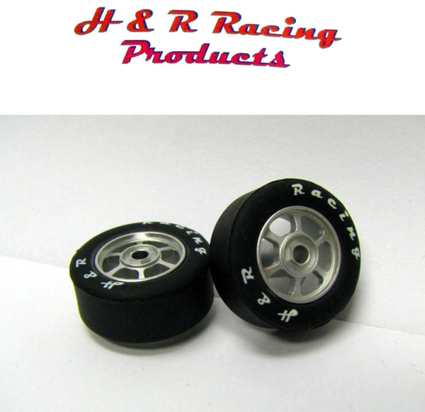 H&R Racing HR1351 Front Rubber Tires 27x12 6 Spoke Wheels 1/24 Slot Car 1/8 Axle