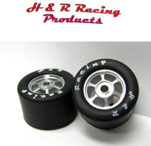 H&R Racing HR1354 Rear Silicone Tires 27x18 6 Spoke Wheels 1/24 Slot Car 1/8 Axle