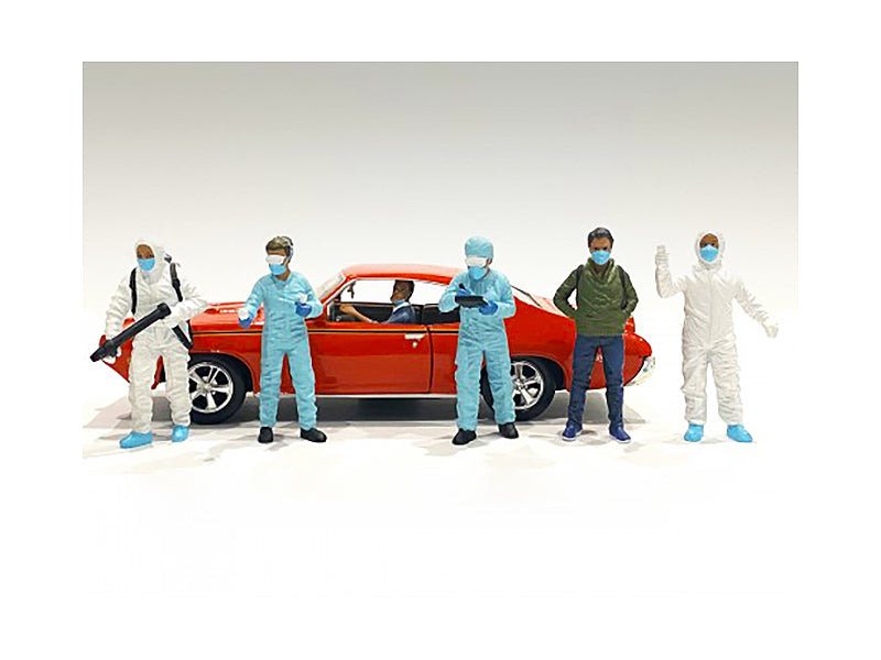 Hazmat Crew 6 piece Figurine Set for 1/24 Scale Models by American Diorama — Scale Model Accessories
