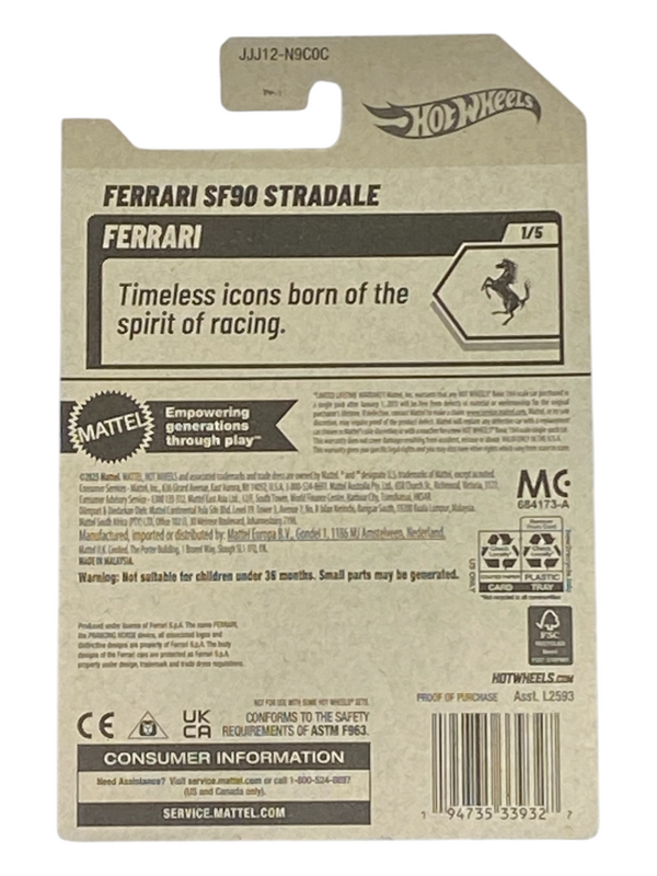 Collectors World Toys Hot Wheels Ferrari SF90 Stradale - Ferrari Series 1/5