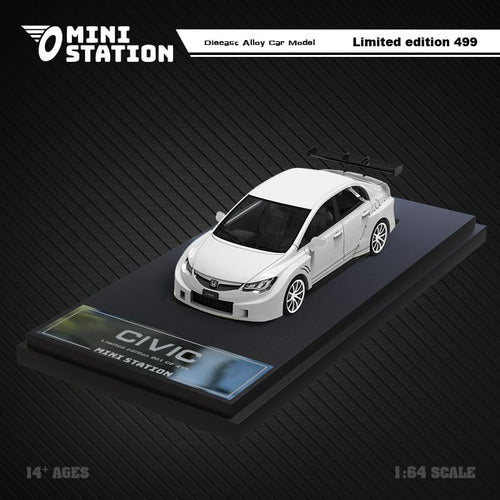 Mini Station Honda Civic FD2 White Widebody 1:64