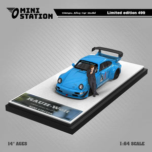 Mini Station Porsche 911 964 RWB HIDEYOSHI blue Figure Version 1:64