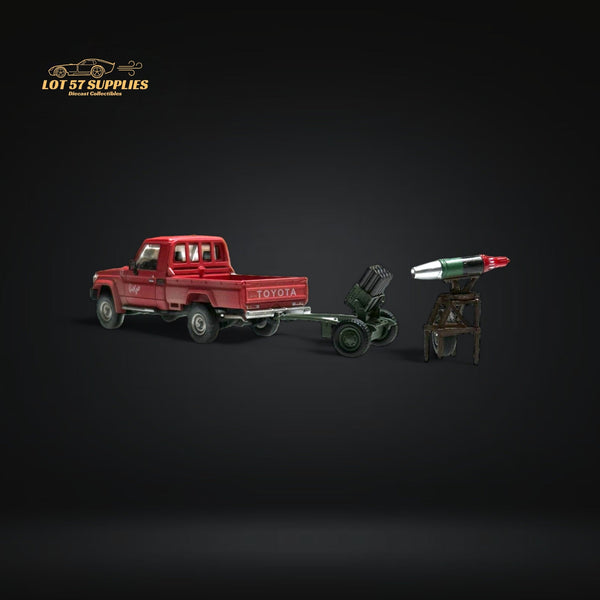 HobbyFans Toyota Land Cruiser 70 Series Red With Armor & Armor Launcher 1:64