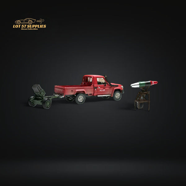 HobbyFans Toyota Land Cruiser 70 Series Red With Armor & Armor Launcher 1:64