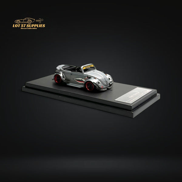 HKM Model VW Beetle Convertible Cabriolet Grey Shark Mouth 1:64