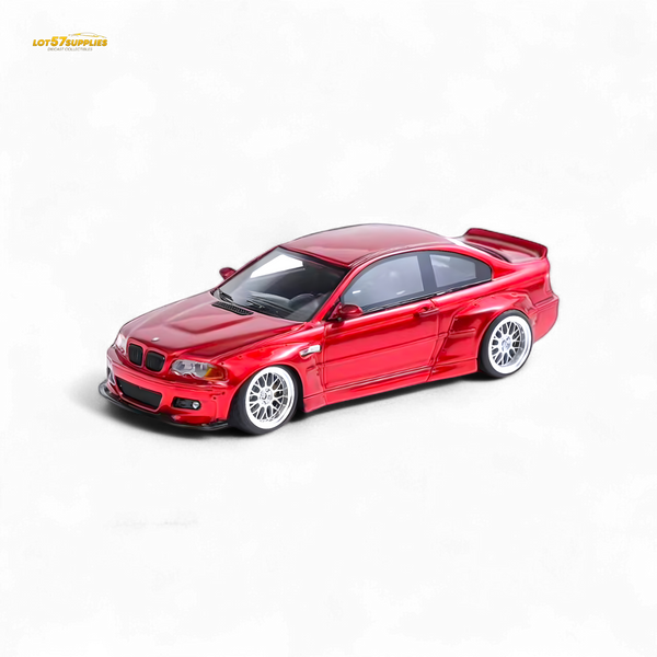 FLAME BMW M3 E46 Widebody Pandem in Metallic Red Resin 1:64