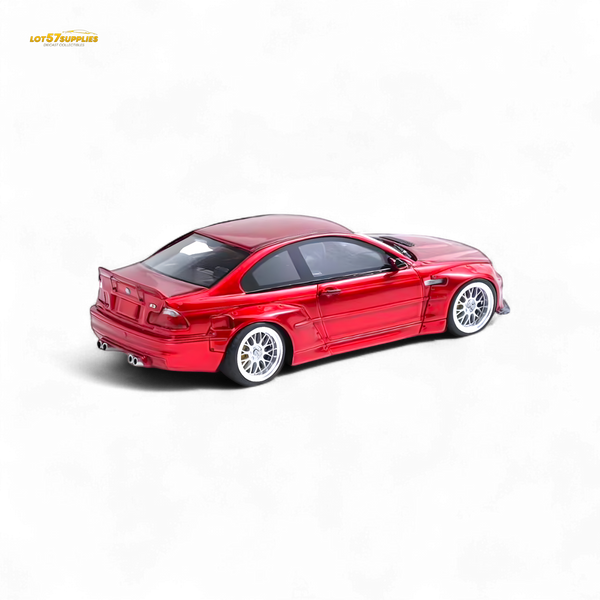 FLAME BMW M3 E46 Widebody Pandem in Metallic Red Resin 1:64