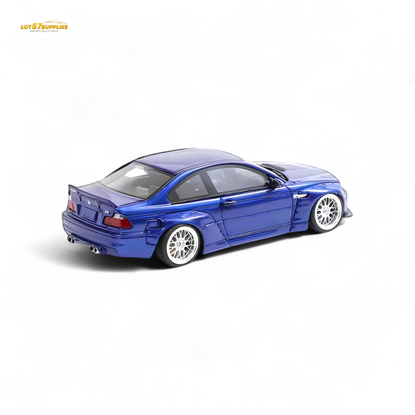 FLAME BMW M3 E46 Widebody Pandem in Metallic Blue Resin 1:64