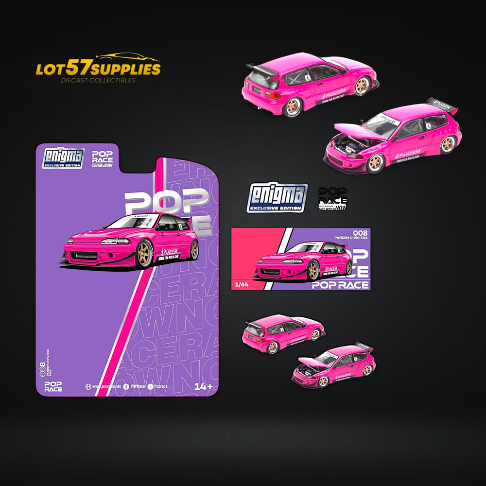 (Pre-Order) Pop Race x Enigma Civic EG6 Pandem Rocket Bunny Pink Color 1:64 (BLISTER)