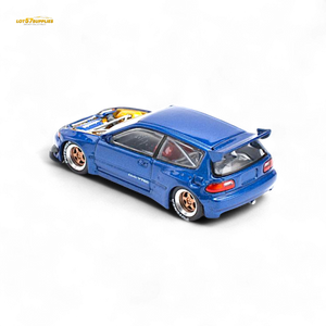 Pop Race Pandem Civic EG6 Metallic Blue w/ Openable hood 1:64