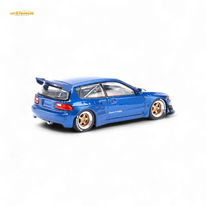 Pop Race Pandem Civic EG6 Metallic Blue w/ Openable hood 1:64