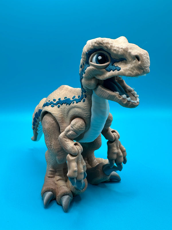Articulated Velociraptor Dinosaur 3D Printed Toy | Stlflix | Blue | Raptor