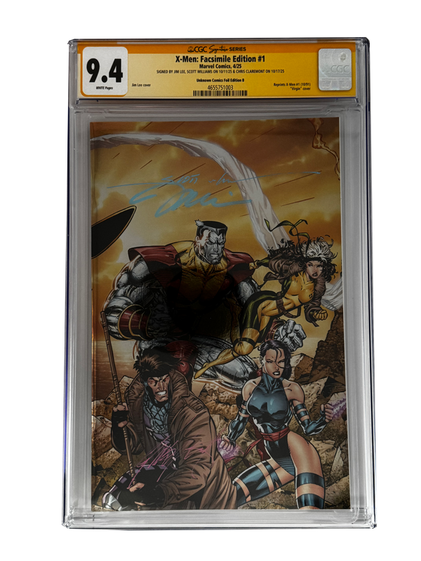 [TRIPLE SIGNED CGC YELLOW LABEL 4 PACK FOIL] X-Men 1991 #1 Facsimile Jim Lee | Claremont |  Williams Cover Var [Set #3]