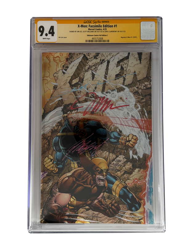 [TRIPLE SIGNED CGC YELLOW LABEL 4 PACK FOIL] X-Men 1991 #1 Facsimile Jim Lee | Claremont |  Williams Cover Var [Set #2]