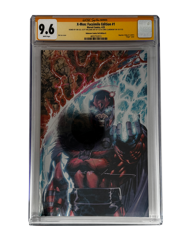 [TRIPLE SIGNED CGC YELLOW LABEL 4 PACK FOIL] X-Men 1991 #1 Facsimile Jim Lee | Claremont |  Williams Cover Var [Set #2]