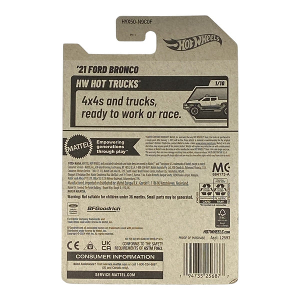 Hot Wheels Ford Bronco - 2021 Model from Hot Trucks Series 1/10