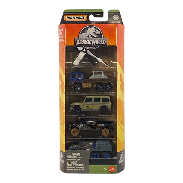 Collectors World Toys Matchbox Jurassic World Dinosaur Danger | 5 Pack Edition