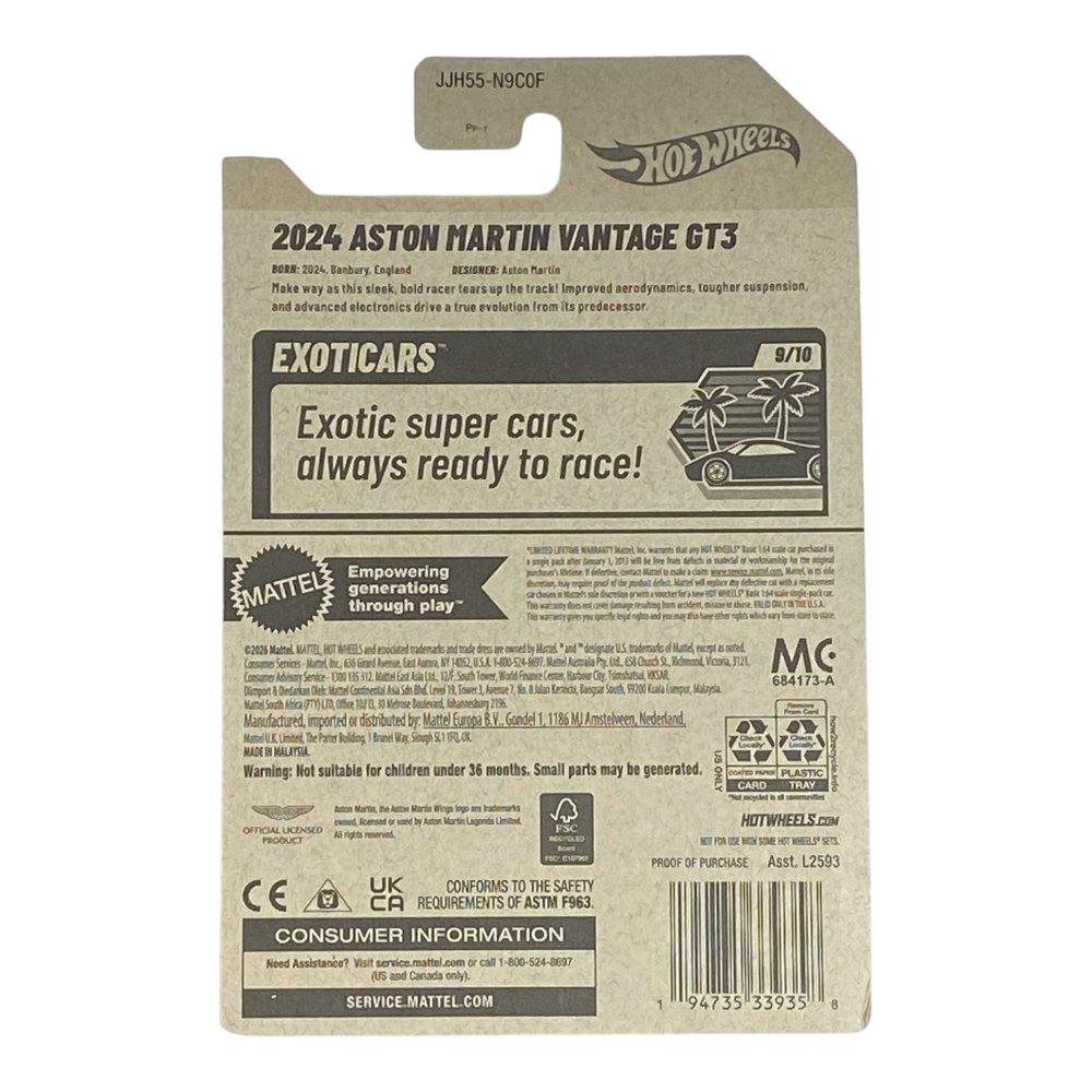 Collectors World Toys Hot Wheels 2024 Aston Martin Vantage GT3 | Exoticars Series 9/10