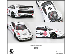 LBWK (Liberty Walk) F40 #58 White with Graphics "Collet" 1/64 Diecast Model Car by Inno Models