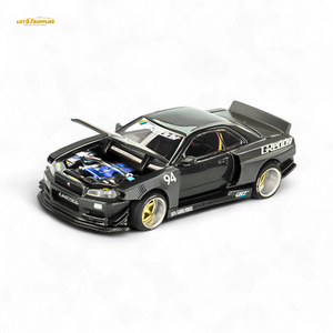 (Pre-Order) Kaido House x Mini GT Nissan Skyline GT-R (R34) Kaido Works GReddy V2 - Black w/ Carbon 1:64