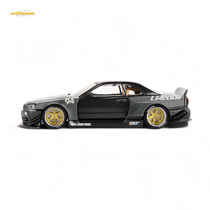 (Pre-Order) Kaido House x Mini GT Nissan Skyline GT-R (R34) Kaido Works GReddy V2 - Black w/ Carbon 1:64