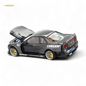 (Pre-Order) Kaido House x Mini GT Nissan Skyline GT-R (R34) Kaido Works GReddy V2 - Black w/ Carbon 1:64