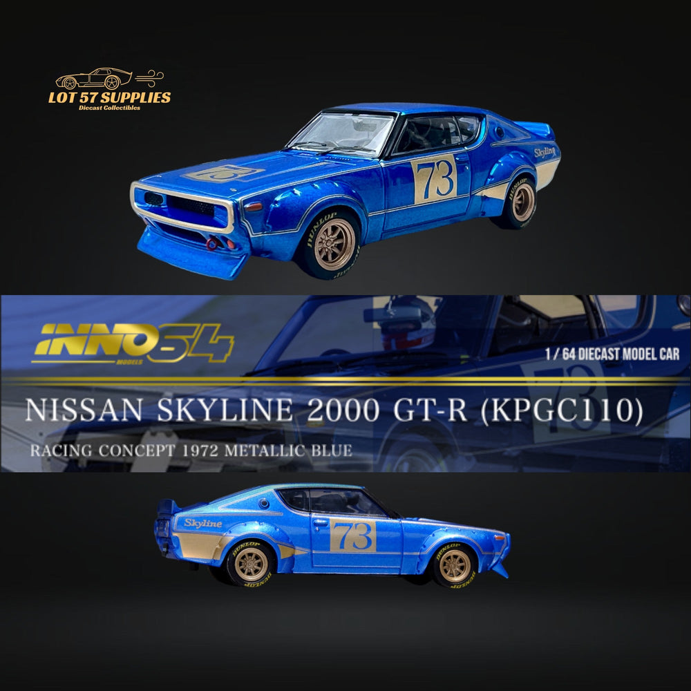Inno64 Nissan Skyline 2000 GT-R (KPGC10) in Racing Concept Blue 1:64 IN64-KPGC110RC-BLU