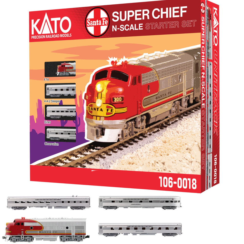 PowerHobby KATO N Scale Santa Fe ATSF Super Chief Train Starter Set 106-0018 Track