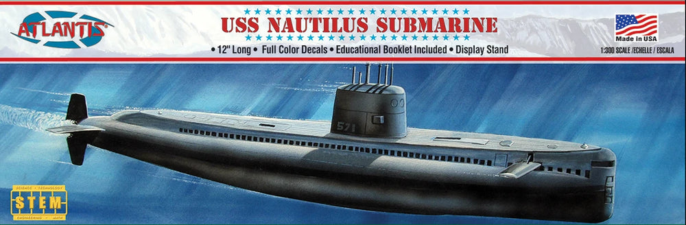 Atlantis Models 1:300 USS Nautilus Nuclear-Powered Submarine (SSN-571) (STEM Science, Technology, Engineering and