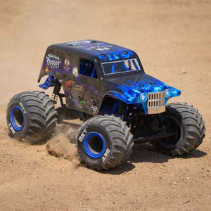 Losi 1/18 Mini LMT 4X4 BLUE Brushed Monster Truck RTR, Son-Uva Digger LOS01026T2