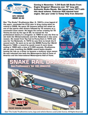 1:24 Don the Snake Prudhomme's "AA" Fuel Front Engine Rail Dragster Plastic Model Kit