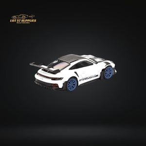 (Pre-Order) Mini-GT Porsche 911 992 GT3 RS Weissach Package White w/ Indigo Blue #853 1:64 MGT00853