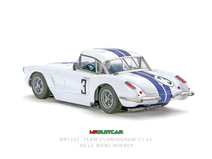 MRSLOTCAR Corvette C1 Team Cunningham 1960 Le Mans 1/32 Slot Car MR1502 MRSlot car