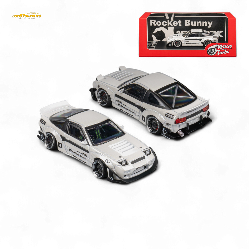 MicroTurbo Custom 180SX - Pandem Rocket Bunny White 1:64