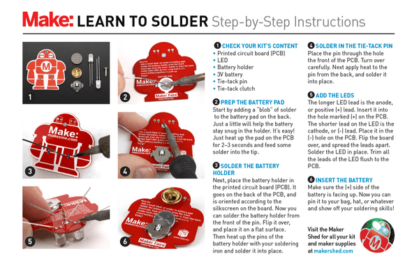 Maker Shed Makey Robot - Learn to Solder Skill Badge - Single — Kit