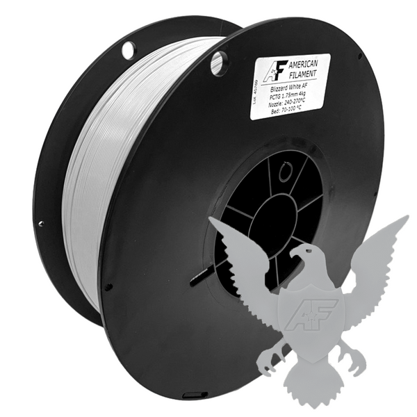 Blizzard White AF 1.75mm PCTG Filament Made in the USA!