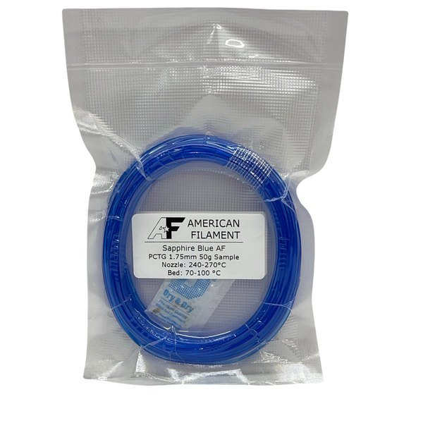 Transparent Sapphire Blue AF 1.75mm PCTG Filament Made in the USA!
