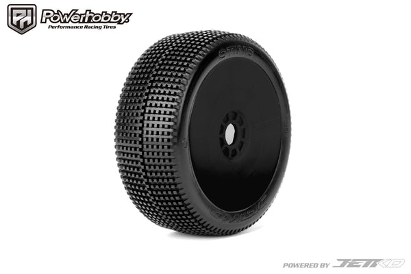 Powerhobby Sting 1/8 Buggy Mounted Tires Black (2) Super Soft