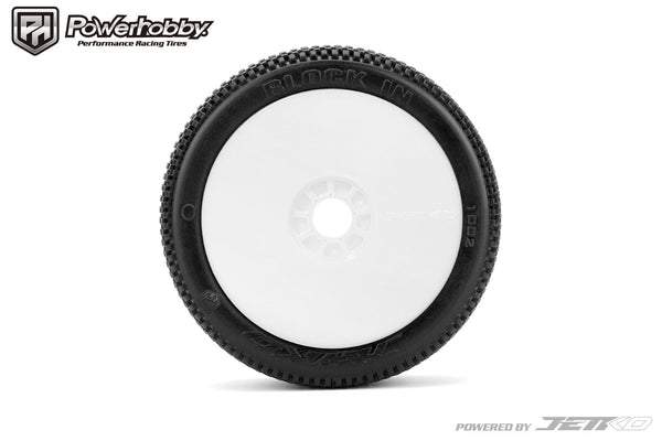 Powerhobby Block In 1/8 Buggy Mounted Tires White (2) Super Soft