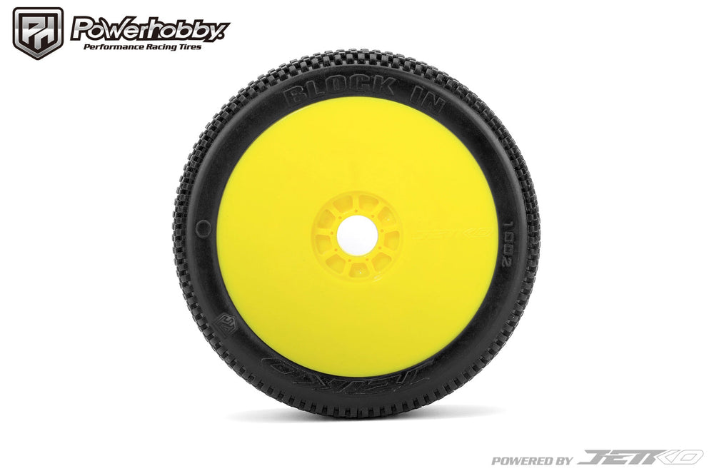 Powerhobby Block In 1/8 Buggy Mounted Tires Yellow (2) Super Soft