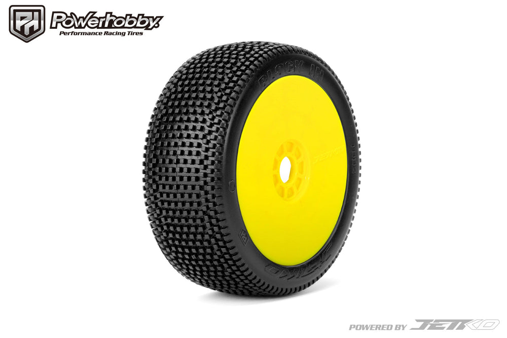 Powerhobby Block In 1/8 Buggy Mounted Tires Yellow (2) Super Soft