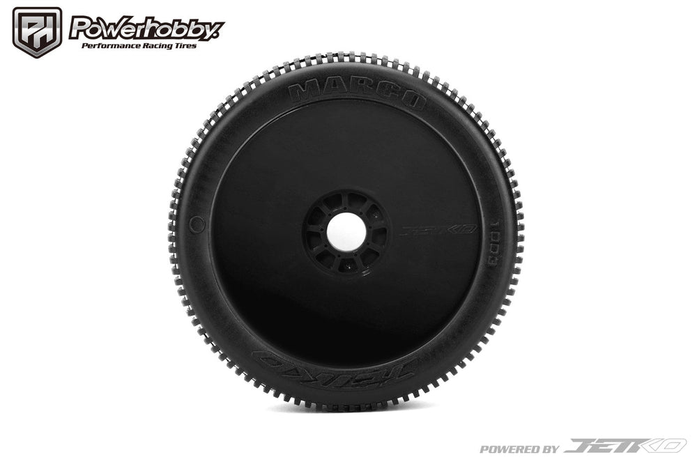 Powerhobby Marco 1/8 Buggy Mounted Tires Black Dish Wheels (2) Super Soft