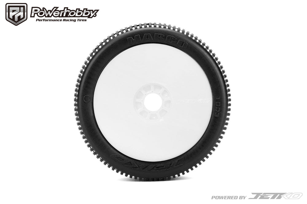 Powerhobby Marco 1/8 Buggy Mounted Tires White Dish Wheels (2) Super Soft