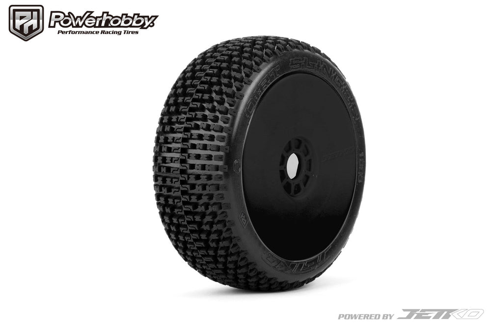 Powerhobby Dirt Slinger 1/8 Buggy Mounted Tires Black Dish Wheels (2) Ultra Soft