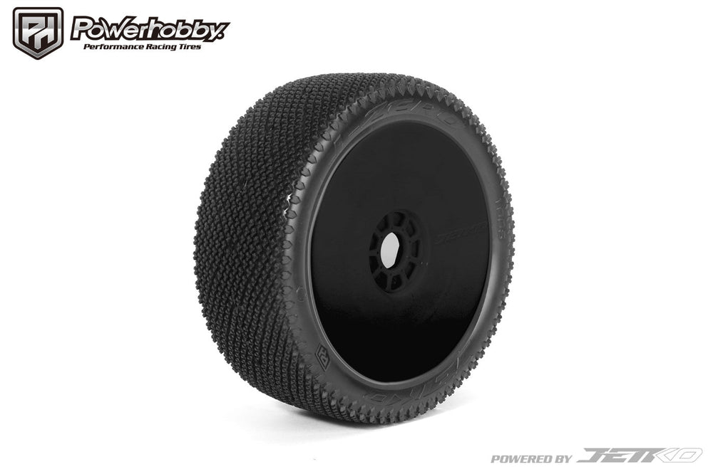 Powerhobby J-Zero 1/8 Buggy Mounted Tires Black Dish Wheels (2) Medium Soft