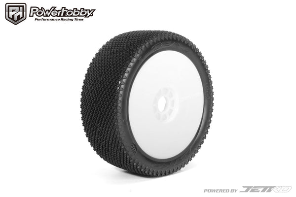 Powerhobby J-Zero 1/8 Buggy Mounted Tires White Dish Wheels (2) Super Soft