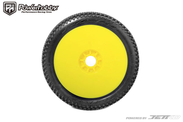 Powerhobby J-Zero 1/8 Buggy Tires Yellow Dish Wheels (2) Ultra Soft Unglued