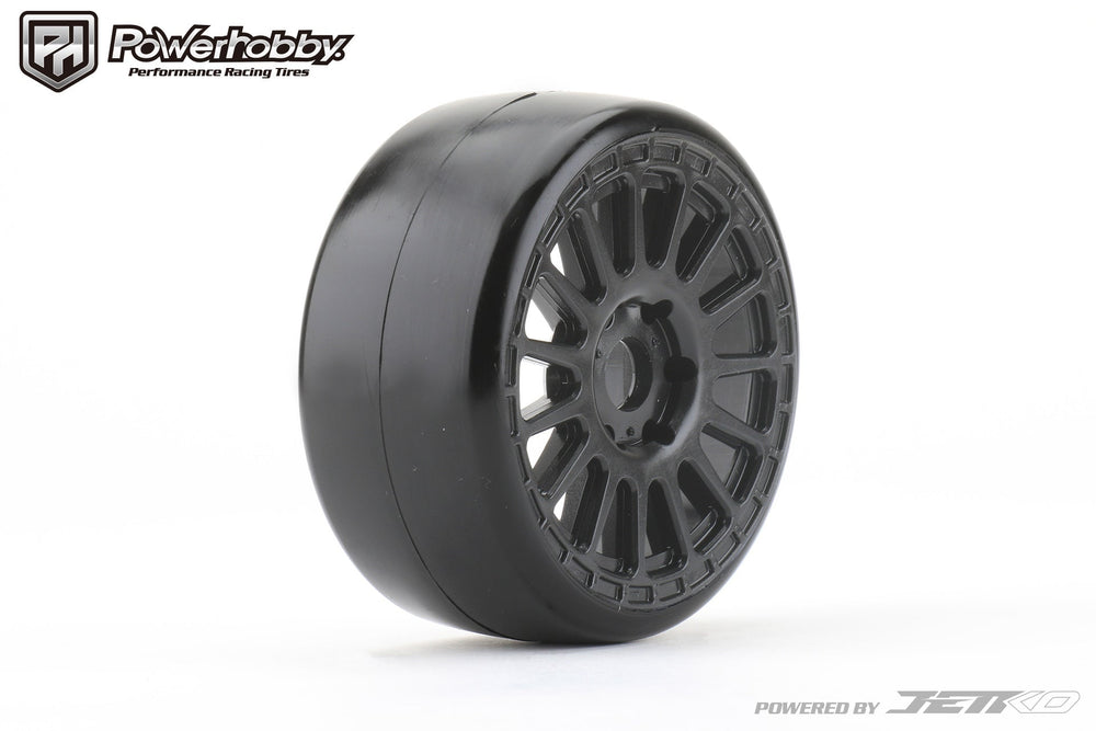 Powerhobby Buster 1/8 GT Slick Belted Mounted Tires 17mm Radial Wheels Super Soft