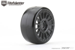 Powerhobby Buster 1/8 GT Slick Belted Mounted Tires 17mm Radial Wheels Super Soft